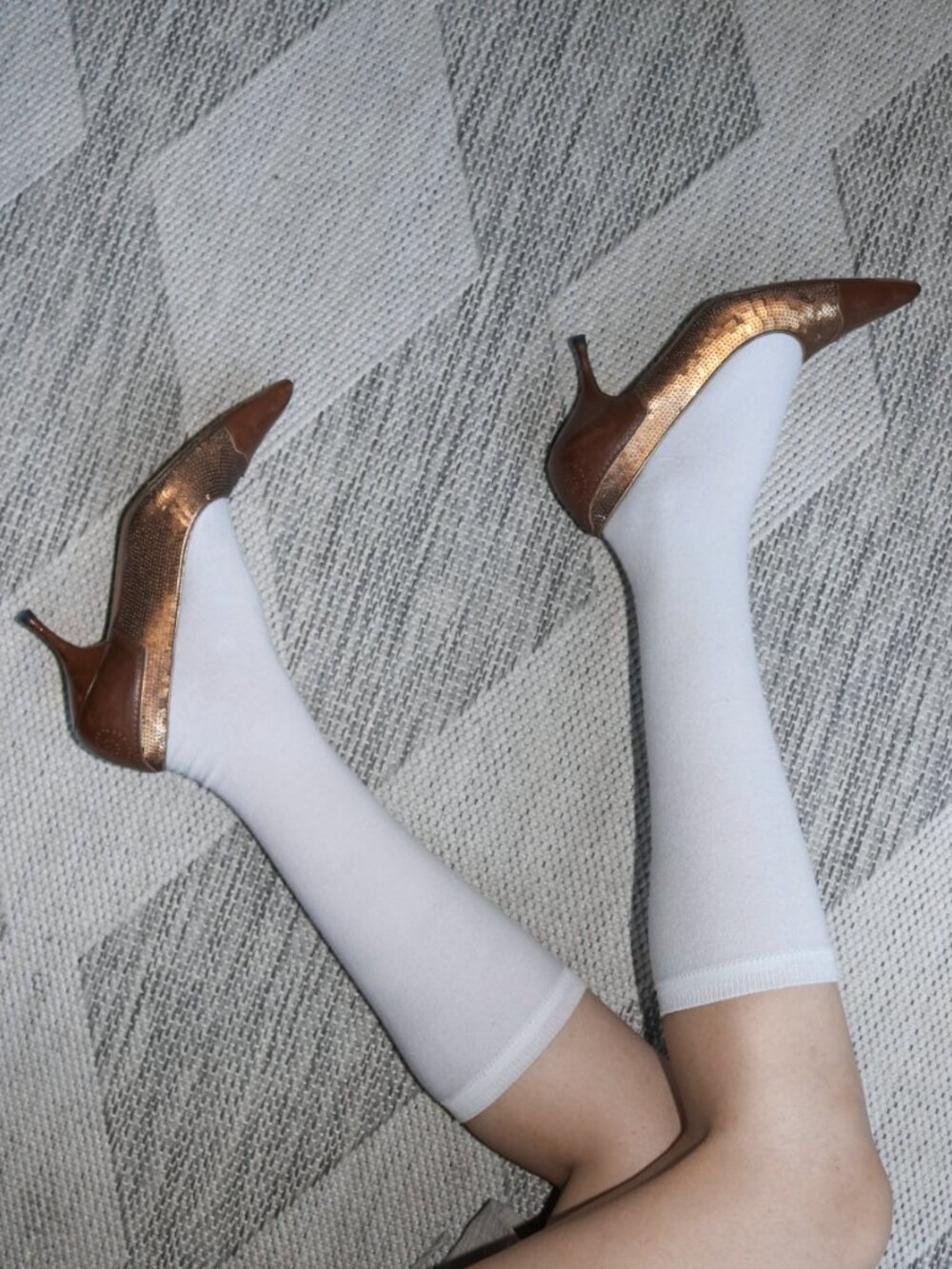 Prada gold sequin leather pointed toe heels pumps US 6.5 EU 36.5